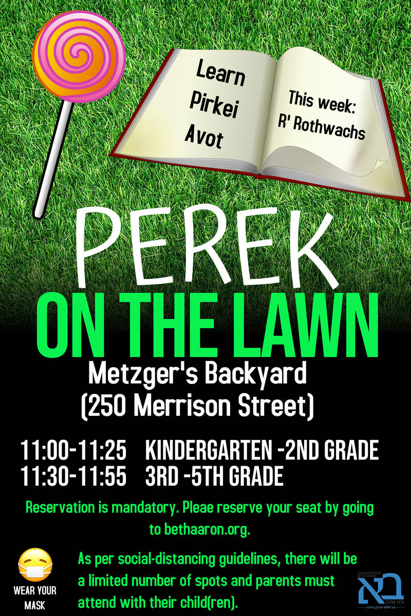 Banner Image for Perek on the Lawn (3rd-5th Grade) Aug 8