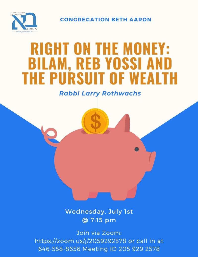 Banner Image for  Right on the Money: Bilam, Reb Yossi and the Pursuit of Wealth