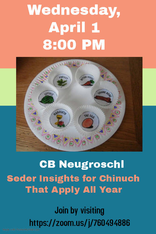 Banner Image for Seder Insights for Chinuch That Apply all Year by CB Neugroschl