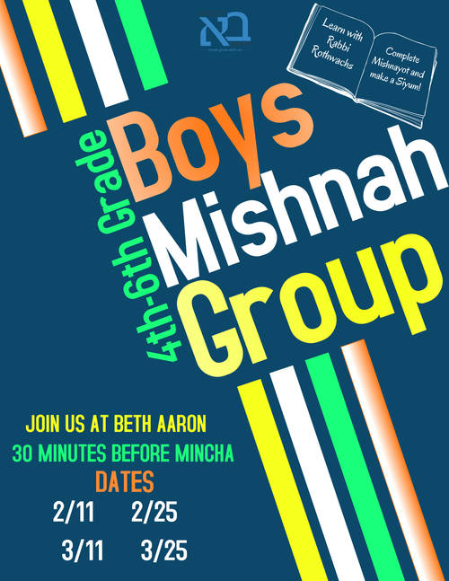 Banner Image for 4th through 6th grade Boys’ Mishna Group