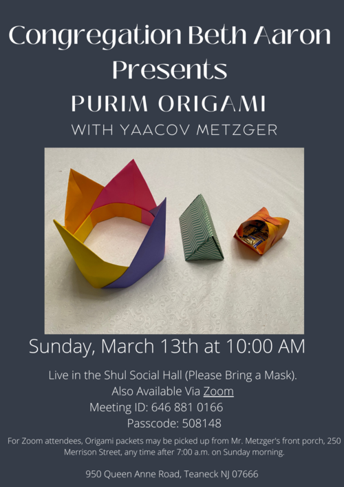 Banner Image for Purim Origami Workshop