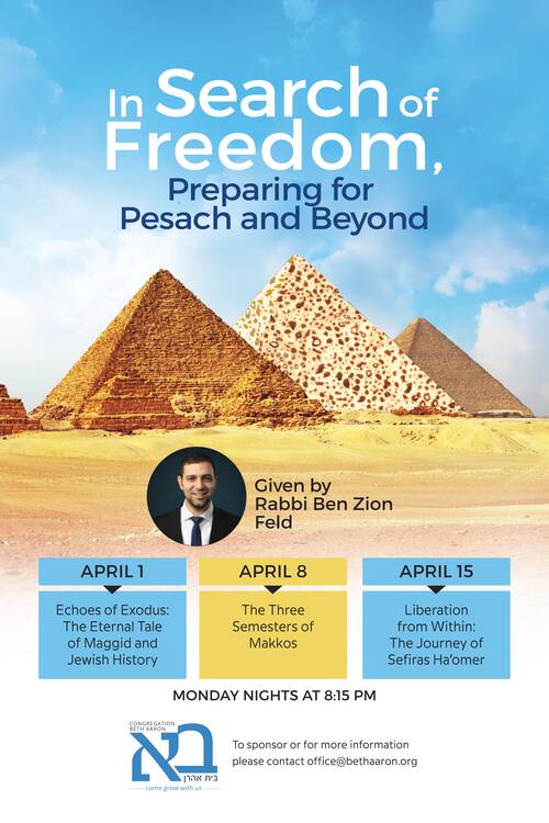 Banner Image for Rabbi Feld's Pre-Pesach Series: “In Search of Freedom, Preparing for Pesach and Beyond”